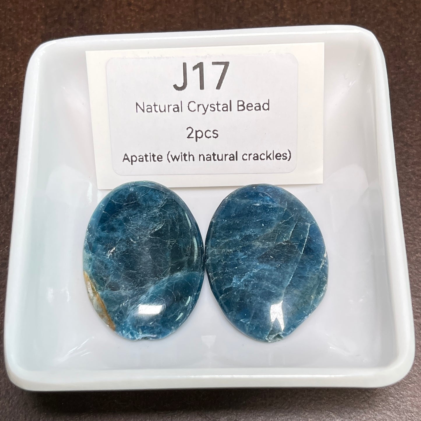 J17 Apatite Natural Crystal Bead 2pcs (with natural crackles)