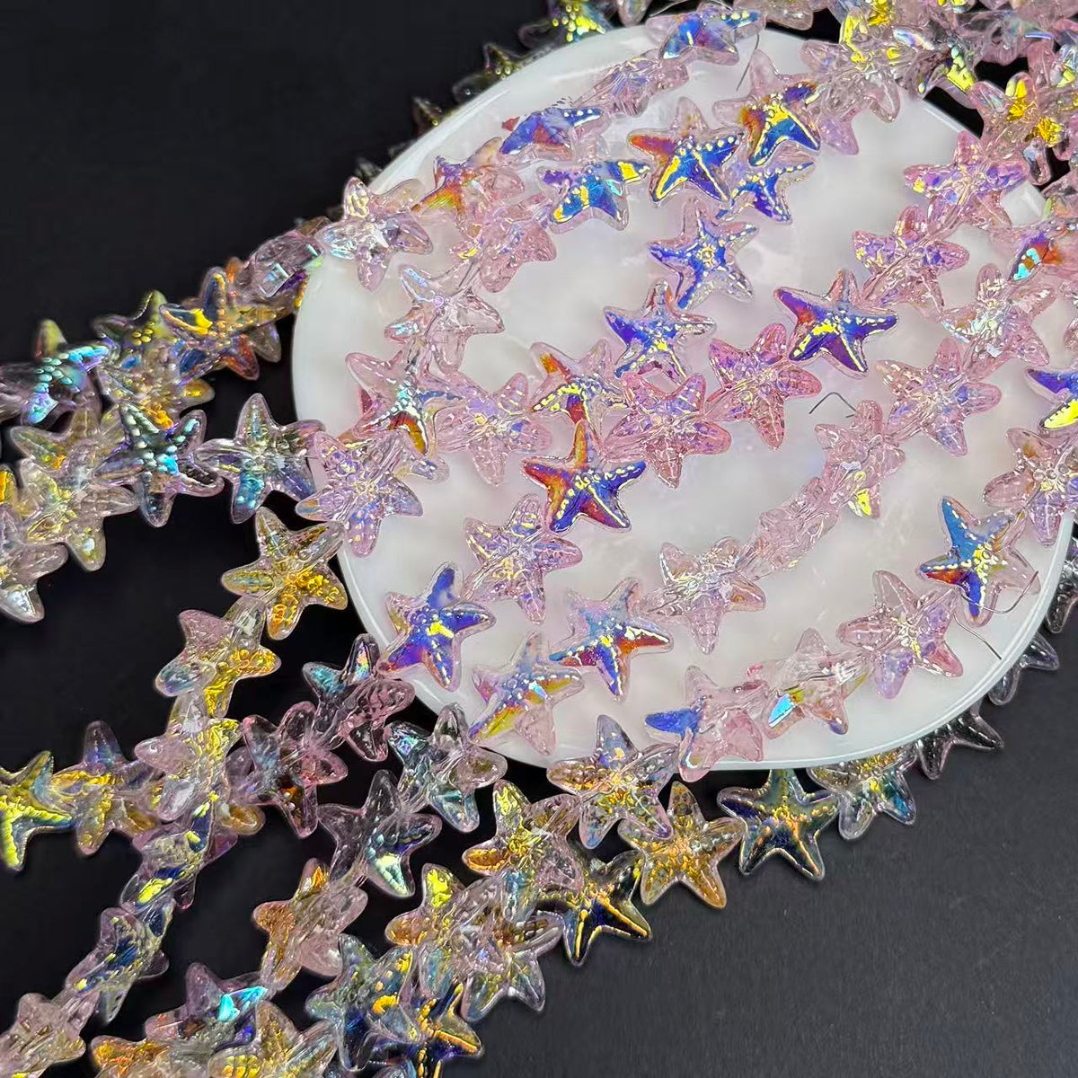 Starfish Shape Glass Bead Strand 14x15mm(GLYX17-20)