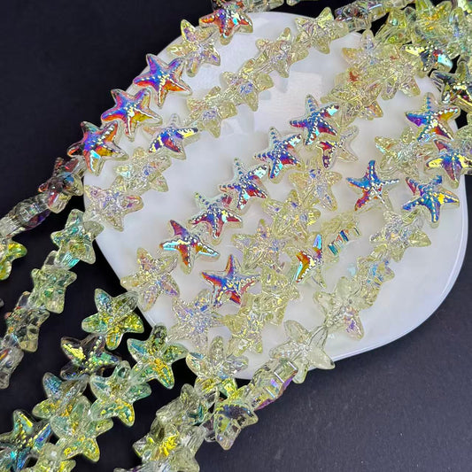 Starfish Shape Glass Bead Strand 14x15mm(GLYX17-20)