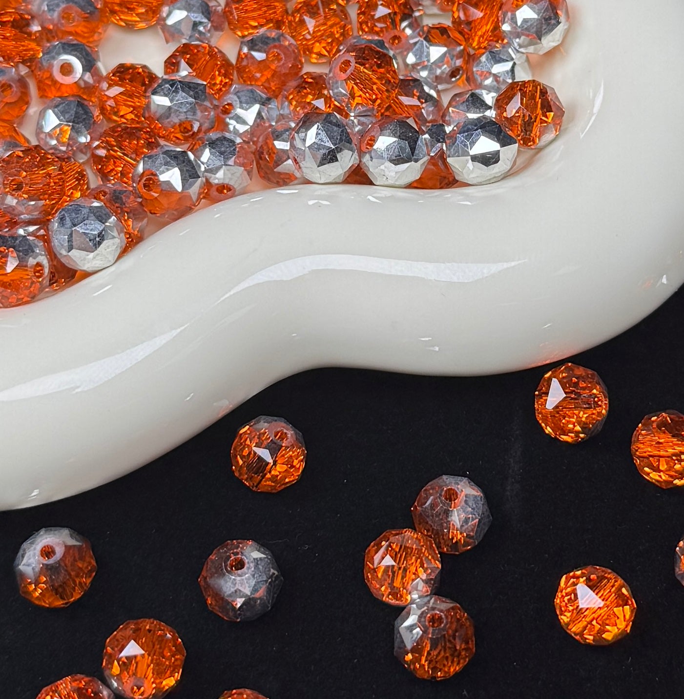 Half Fanta Half Silver Flower Glass Beads 8mm (GL 29)