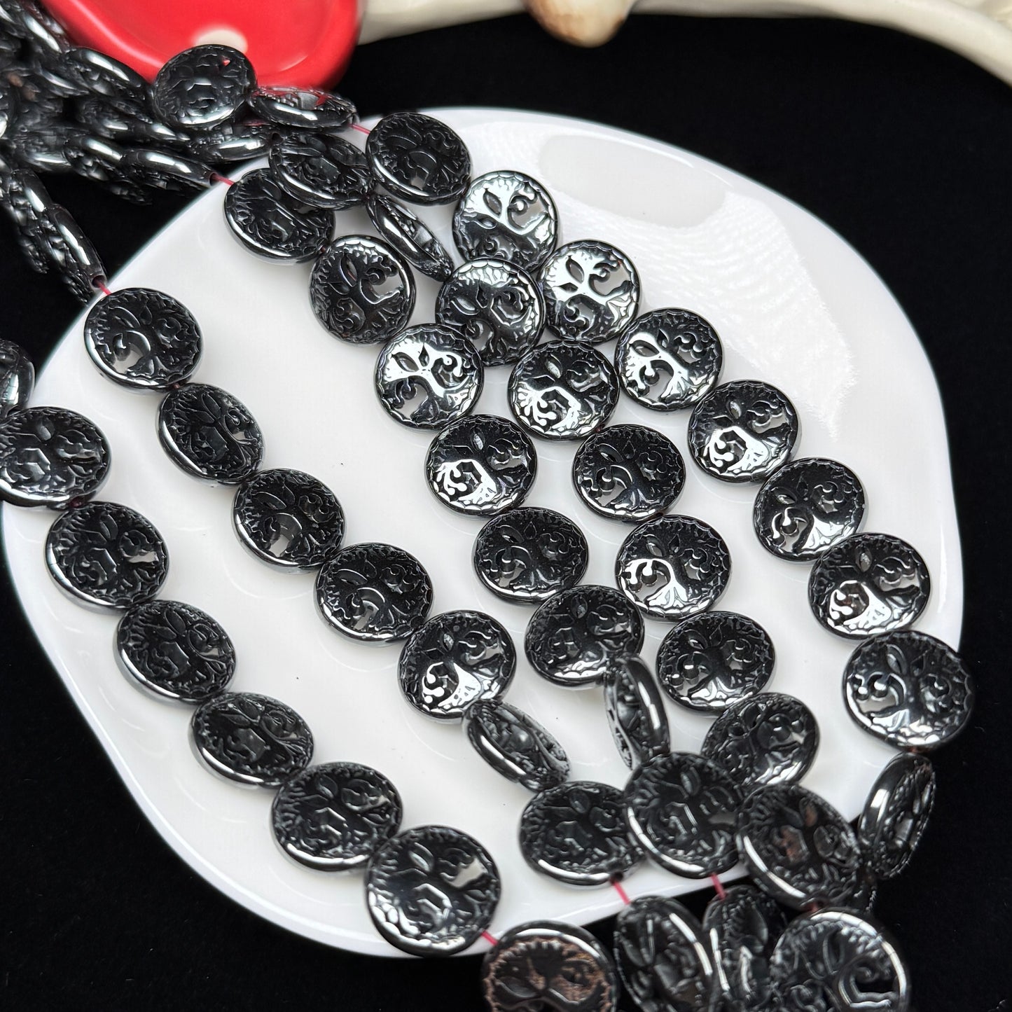 Tree of Life Hematite Strand 12mm Crystal Bead