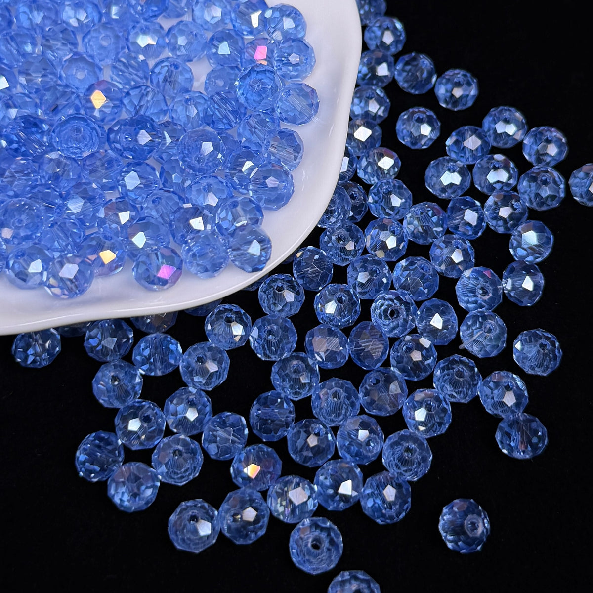Light Blue Aura Wheel Shape Glass Bead 8mm (GL48)
