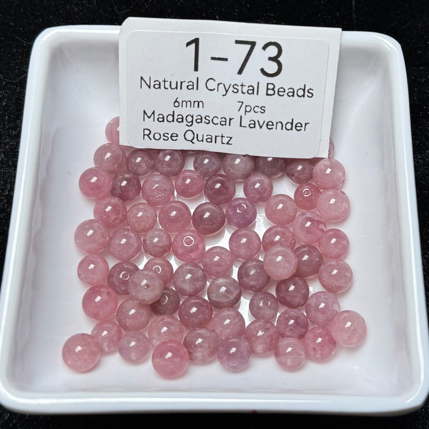 1-73 Madagascar Lavender Rose Quartz Natural Crystal Beads
6mm 7pcs