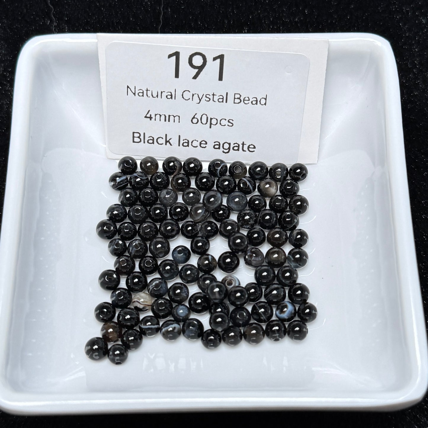 191 Blacklace agate 4mm 60pcs