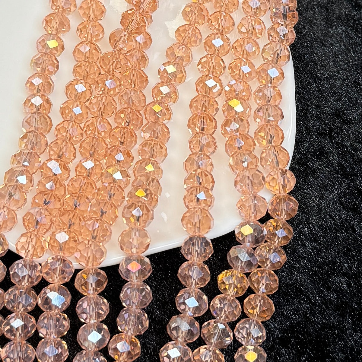 Peach Pink AB Aura Wheel Shape Glass Bead 8mm (GL63)