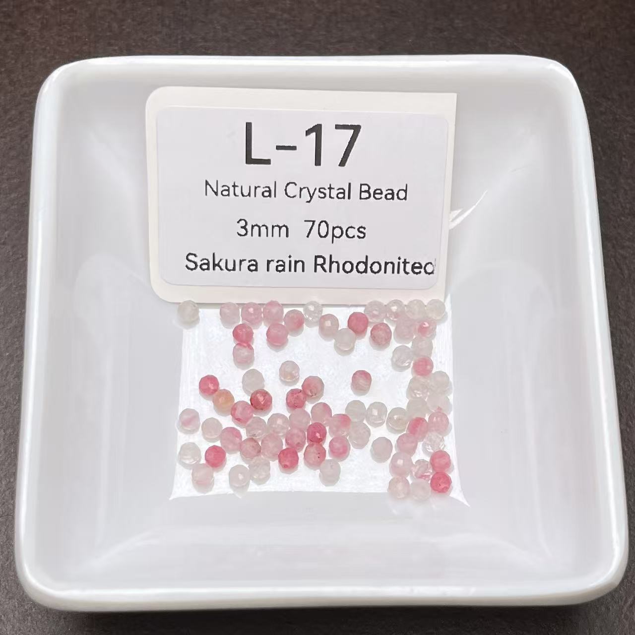 L-17 Sakura rain Rhodonited Natural Crystal Bead 3mm 70pcs