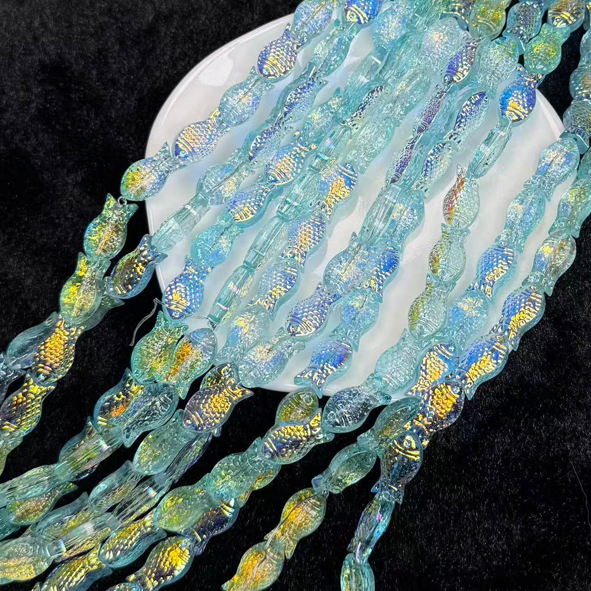 Fish Glass Bead Strand 8x15mm(GLYX6-9)