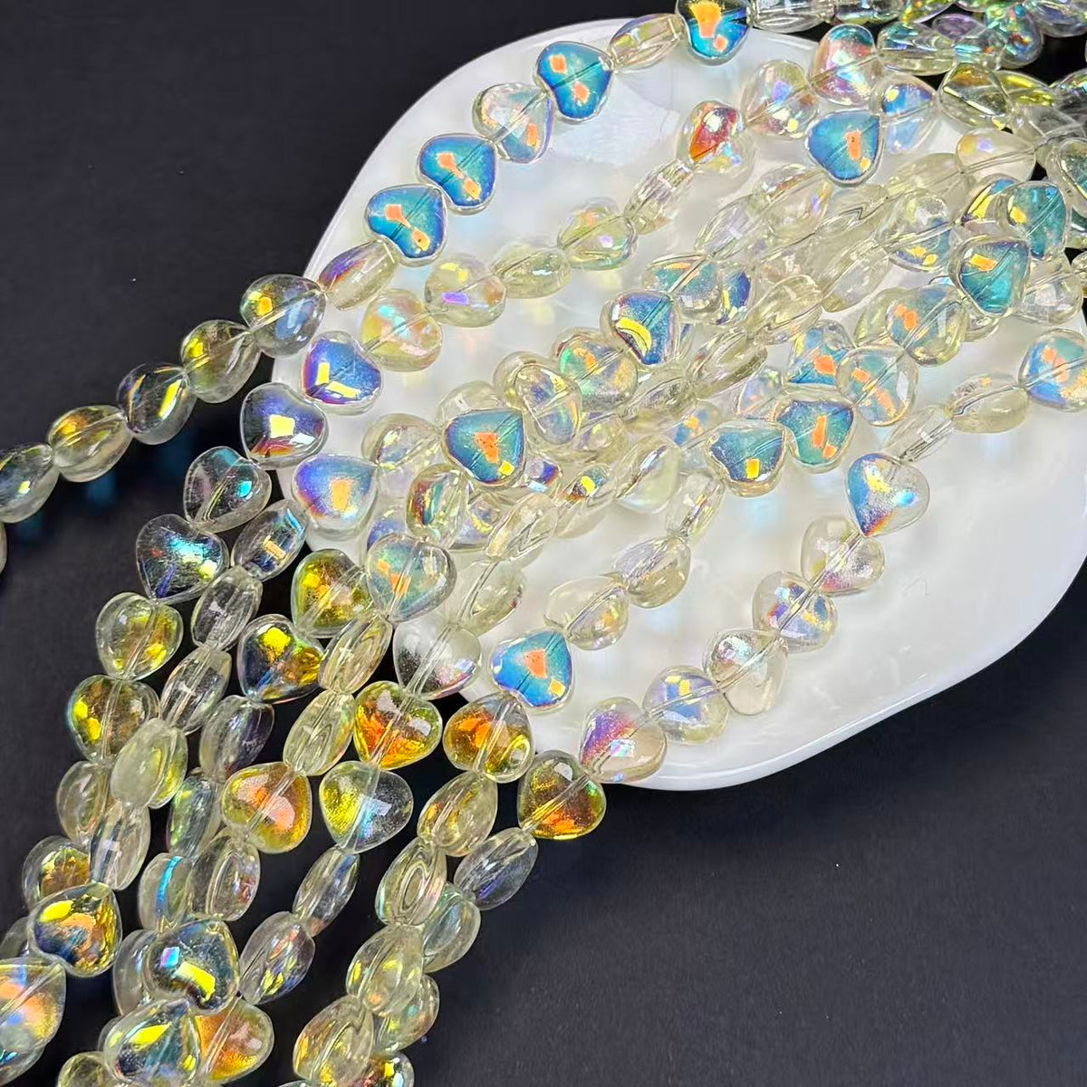 Heart Shape Glass Bead Strand 10mm(GLYX10-13)