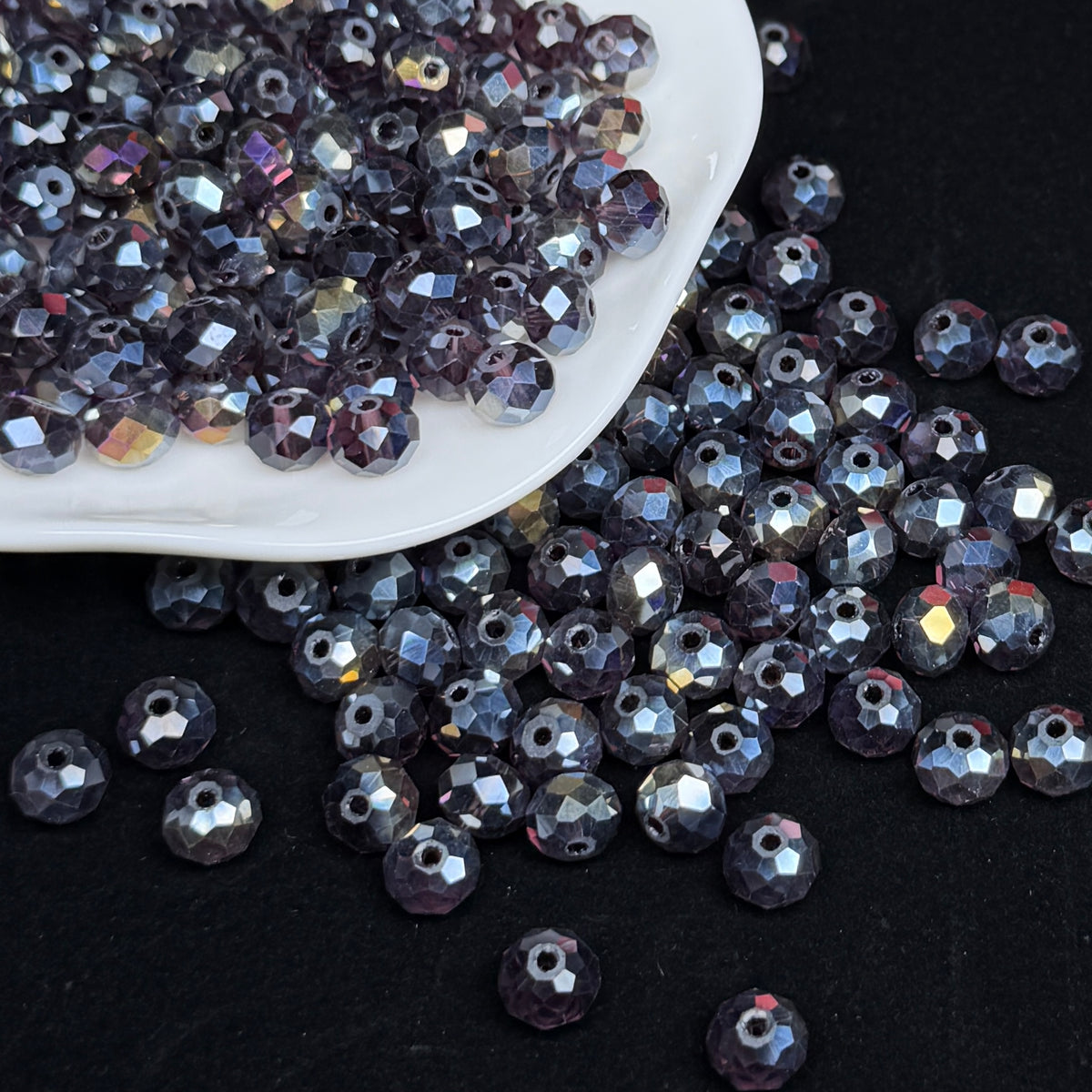 Violet AB Aura Wheel Shape Glass Bead 8mm (GL42）