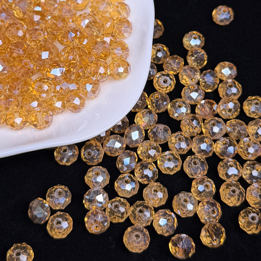 Gold Champagne AB Aura Wheel Shape Glass Bead 8mm (GL45）