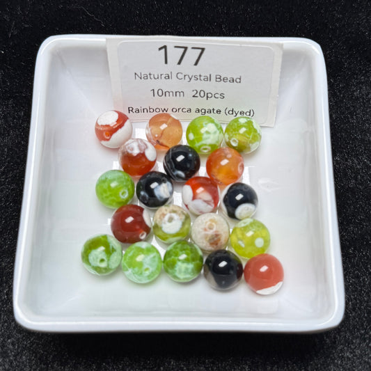 177 Rainbow orca agate (dyed)
Natural Crystal Bead
10mm 20pcs