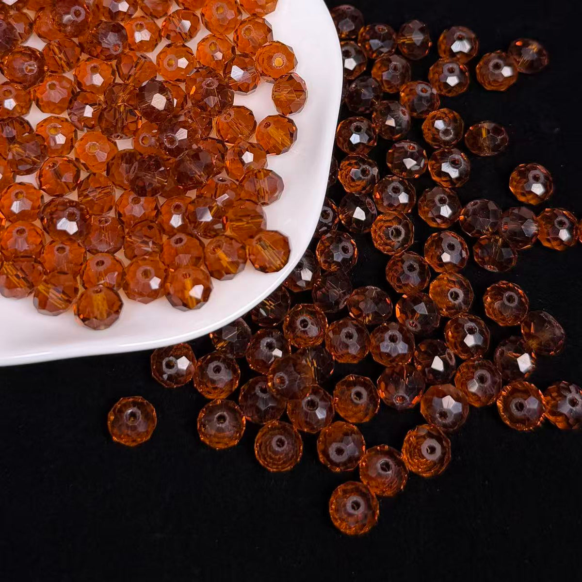 Dark Amber Wheel Shape Glass Bead 8mm (GL54)