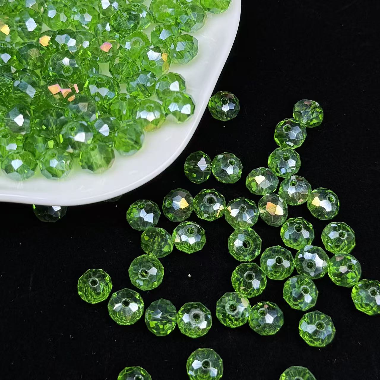 Grass Green ABAura Wheel Shape Glass Bead 8mm (GL 34）