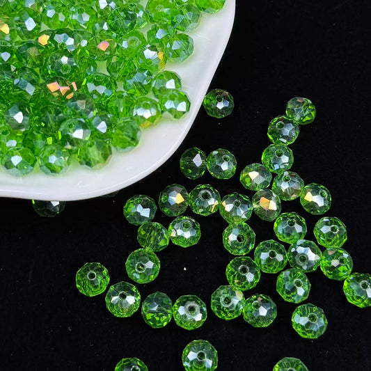 Grass Green ABAura Wheel Shape Glass Bead 8mm (GL 34）