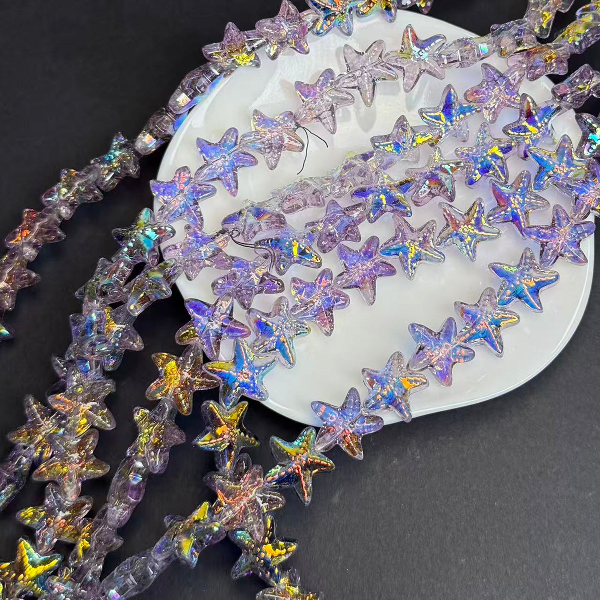 Starfish Shape Glass Bead Strand 14x15mm(GLYX17-20)