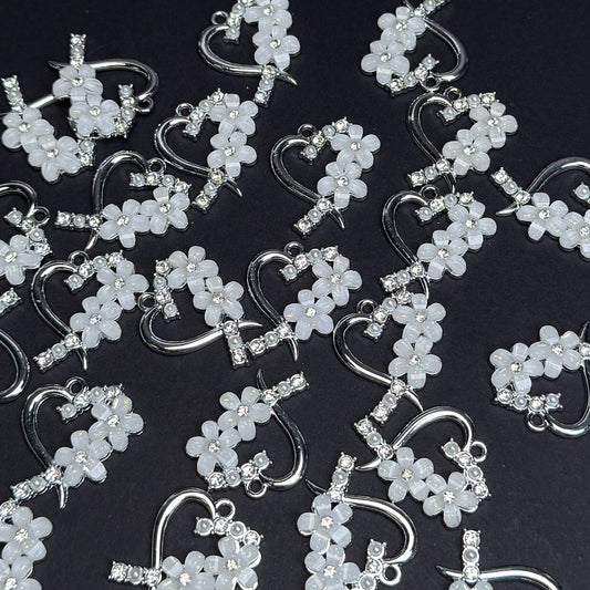 Flower Heart Pendant/Charm 23*23mm Alloy Accessories