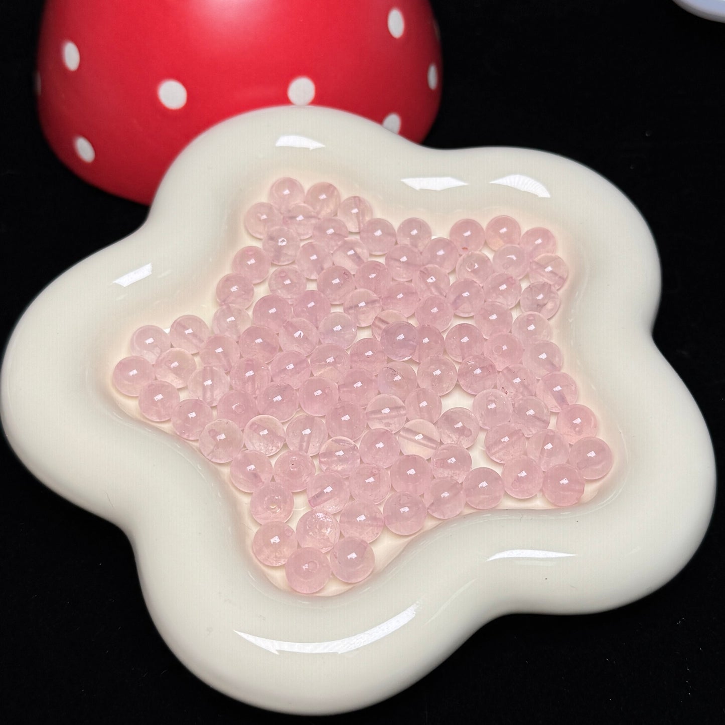 Rose Quartz(pink wax coated )8mm Natural Crystal Bead