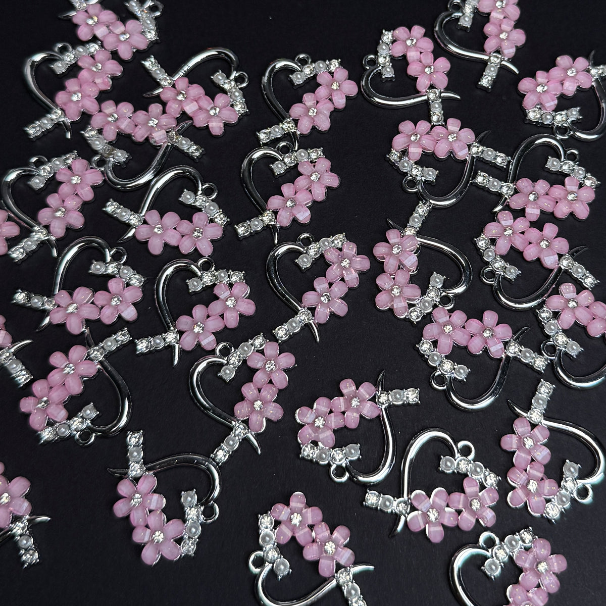 Flower Heart Pendant/Charm 23*23mm Alloy Accessories
