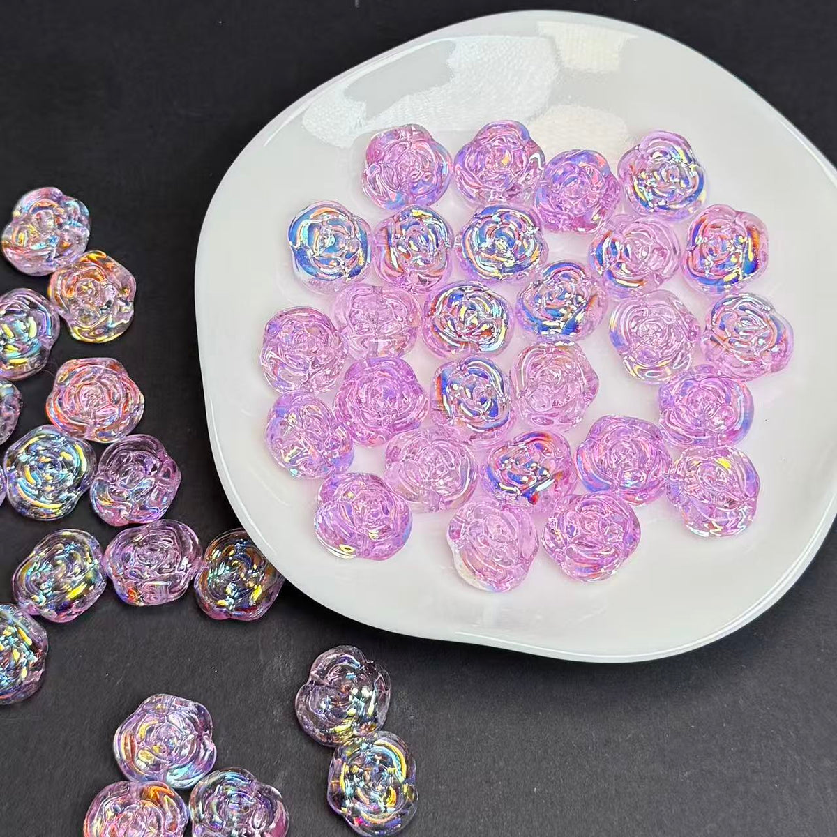 Rose Shape Glass Bead Strand 14mm(GLYX21-26)