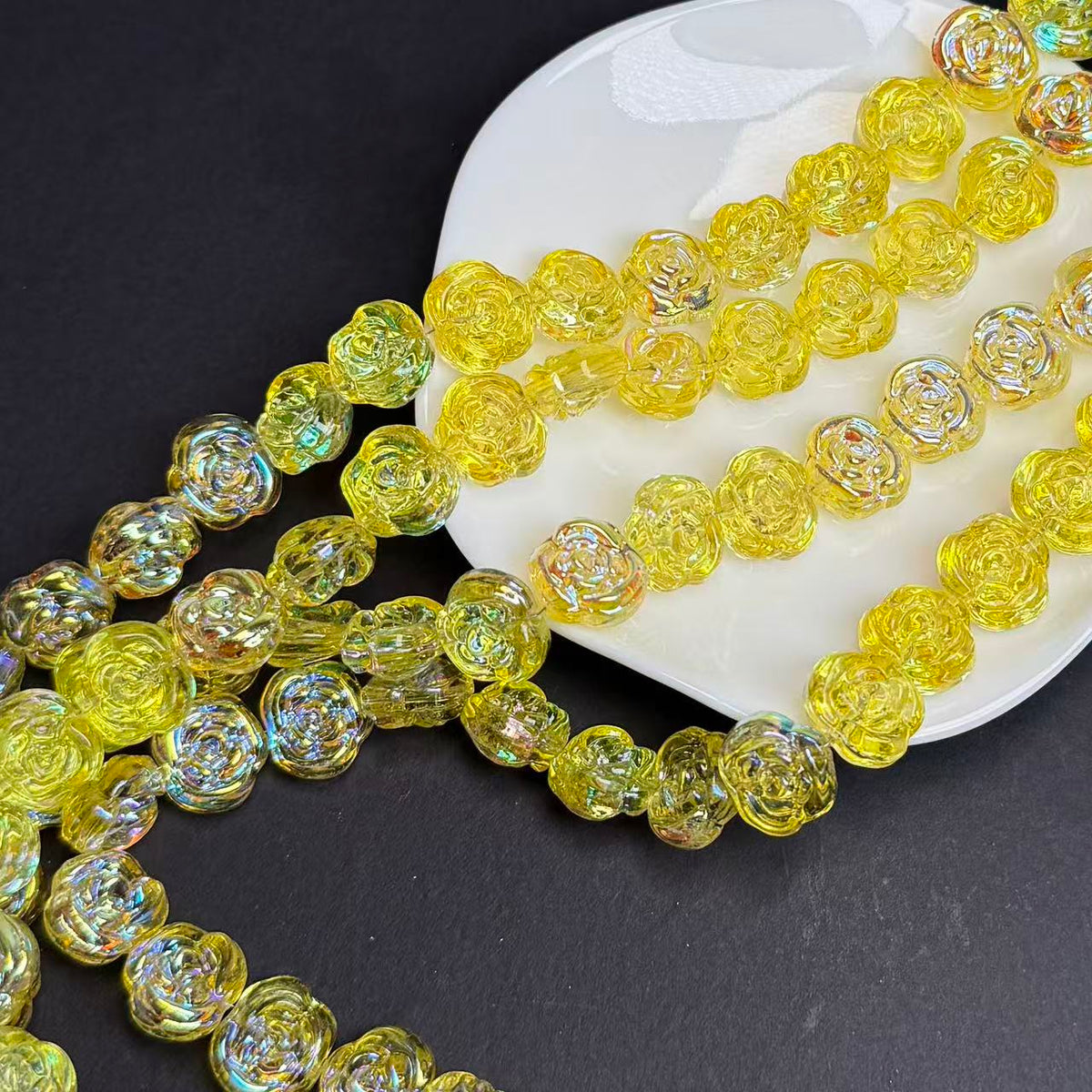 Rose Shape Glass Bead Strand 14mm(GLYX21-26)