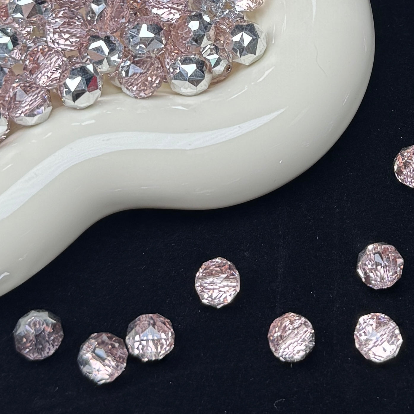 Half Pink Half Silver Flower Glass Beads 8mm (GL 19)