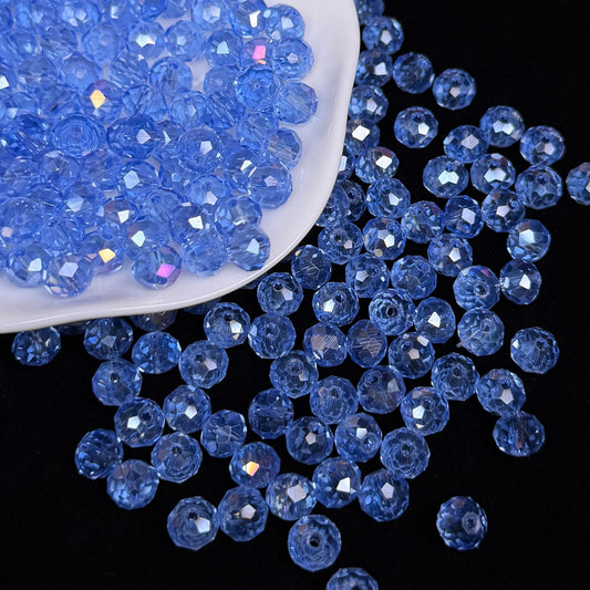 Light Blue Aura Wheel Shape Glass Bead 8mm (GL48）