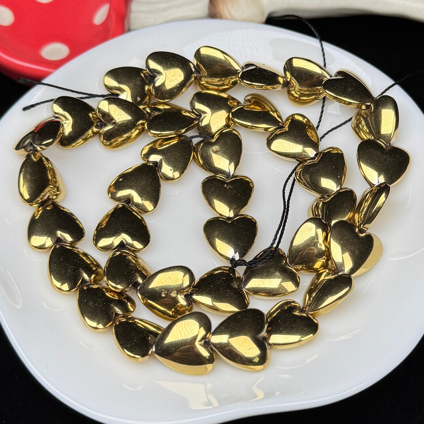 Heart Shape Hematite Strand 12mm Crystal Bead
