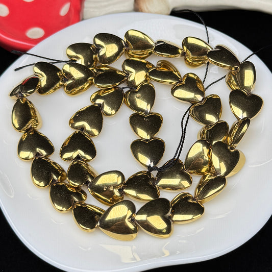 Heart Shape Hematite Strand 12mm Crystal Bead