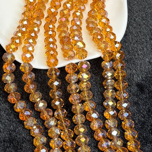 Middle Tiger AB Aura Wheel Shape Glass Bead 8mm (GL60)