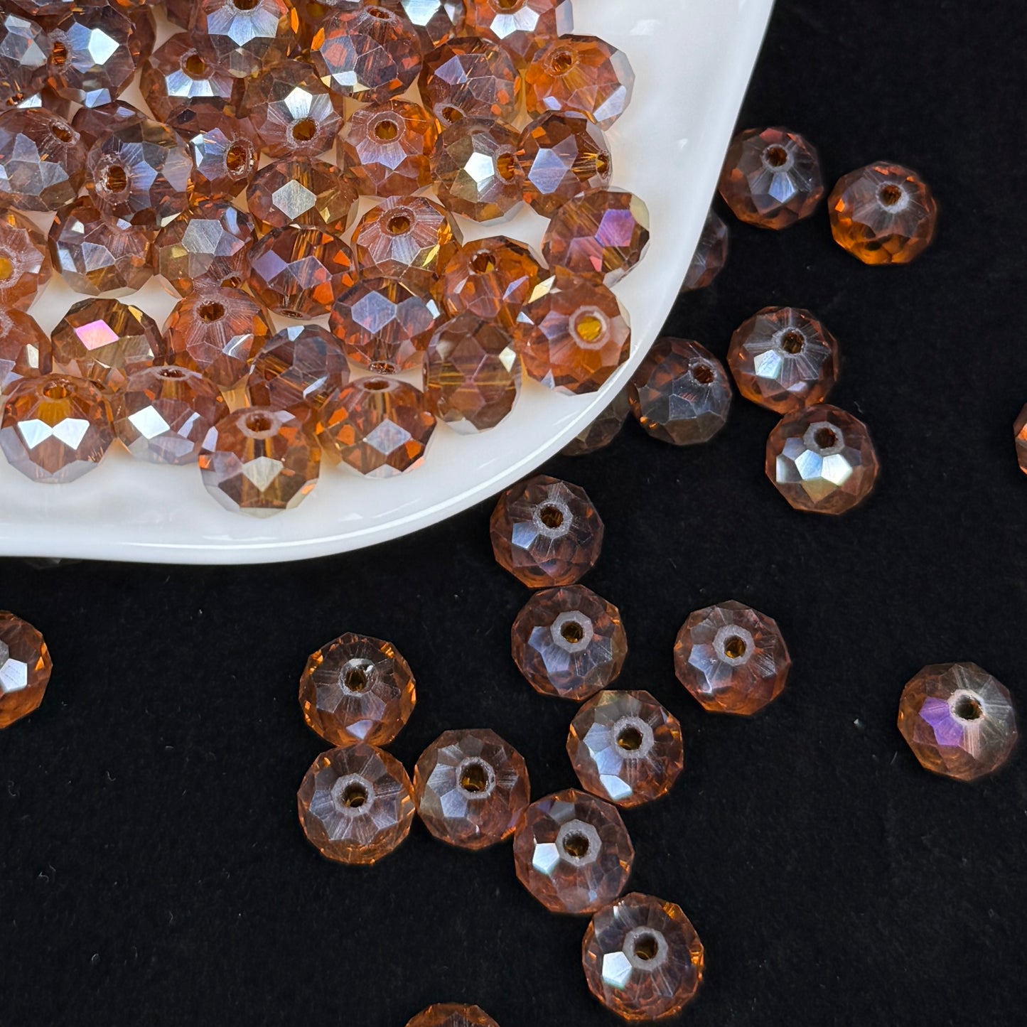 Dark Amber Aura Wheel Shape Glass Bead 8mm (GL 32)
