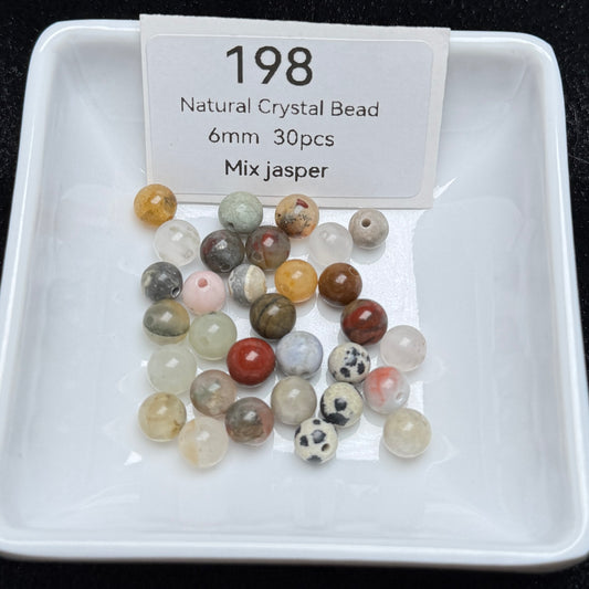 198 Mix jasper
Natural Crystal Bead
6mm 30pcs
