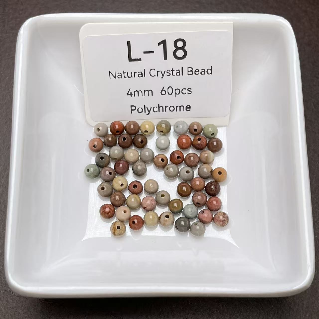 L-18 Polychrome Natural Crystal Bead 4mm 60pcs