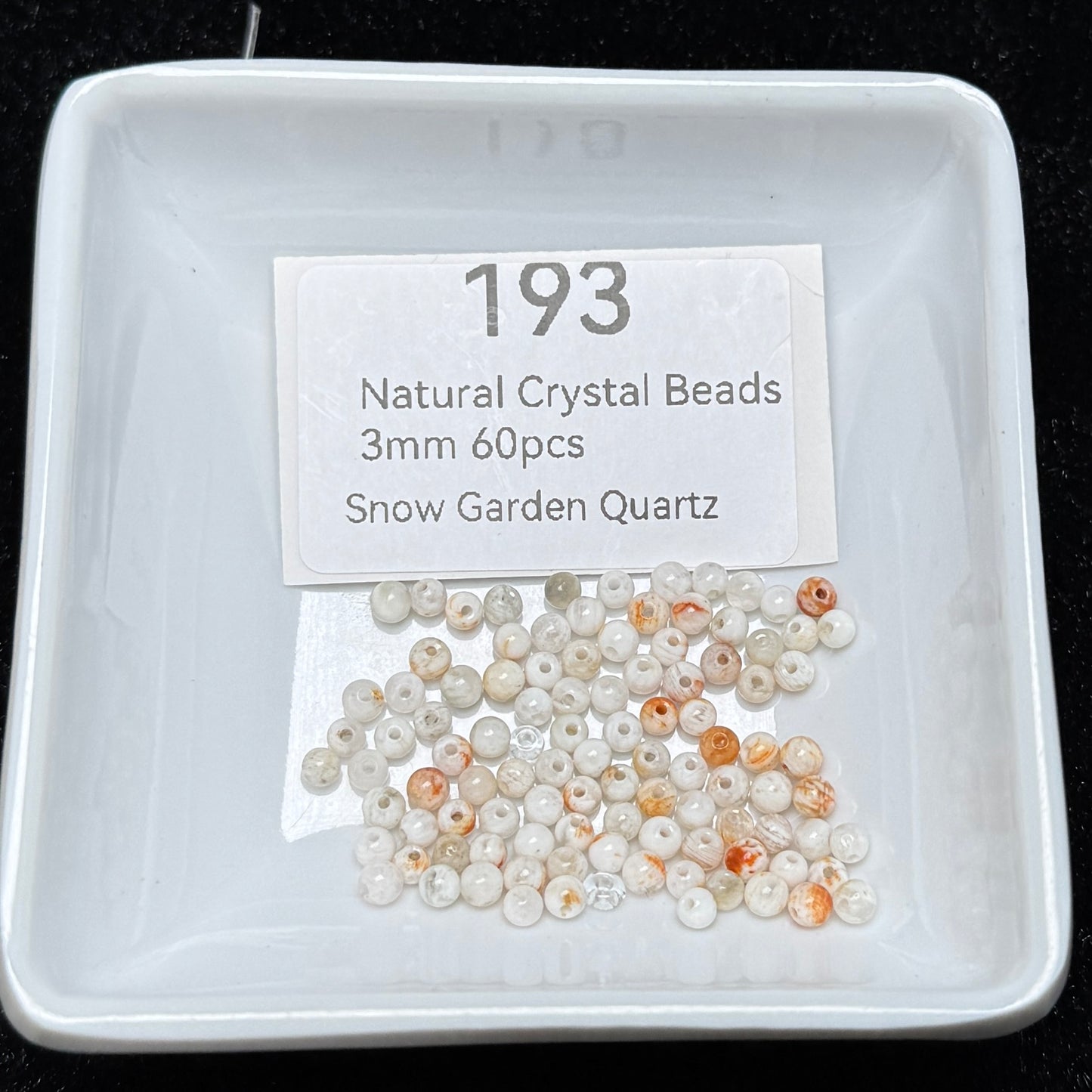 193 Cuarzo Snow Garden
 Cuentas de cristal natural de 3 mm, 60 unidades