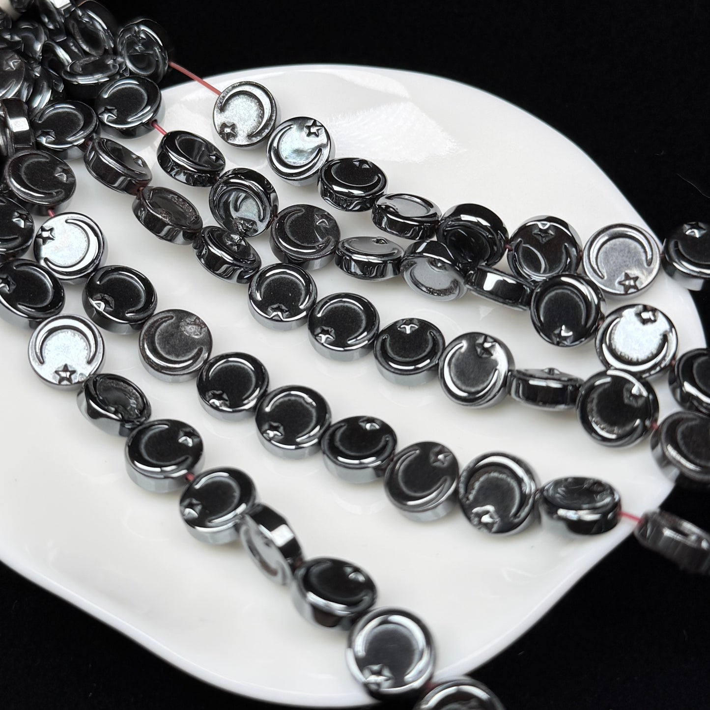 Moon&Star Hematite Strand Crystal Bead