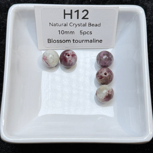 H12 Blossom tourmaline 
Natural Crystal Bead
10mm 5pcs