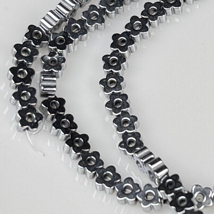 Flower Spacer Hematite Strand 3.5mm Crystal Bead