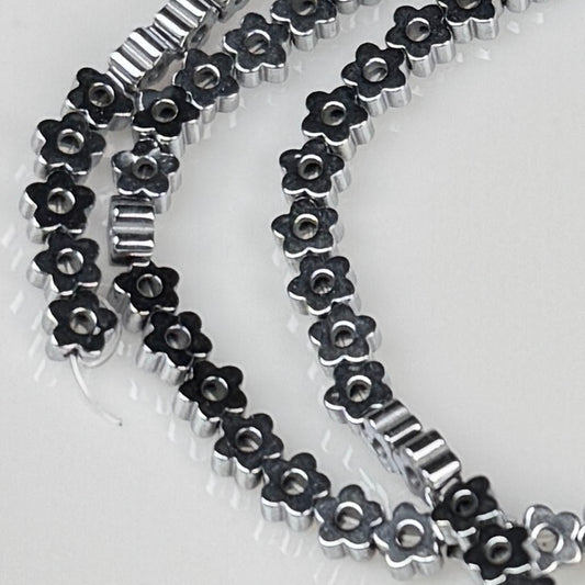 Flower Spacer Hematite Strand 3.5mm Crystal Bead
