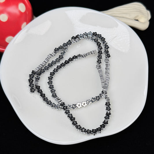 Flower Spacer Hematite Strand 3.5mm Crystal Bead