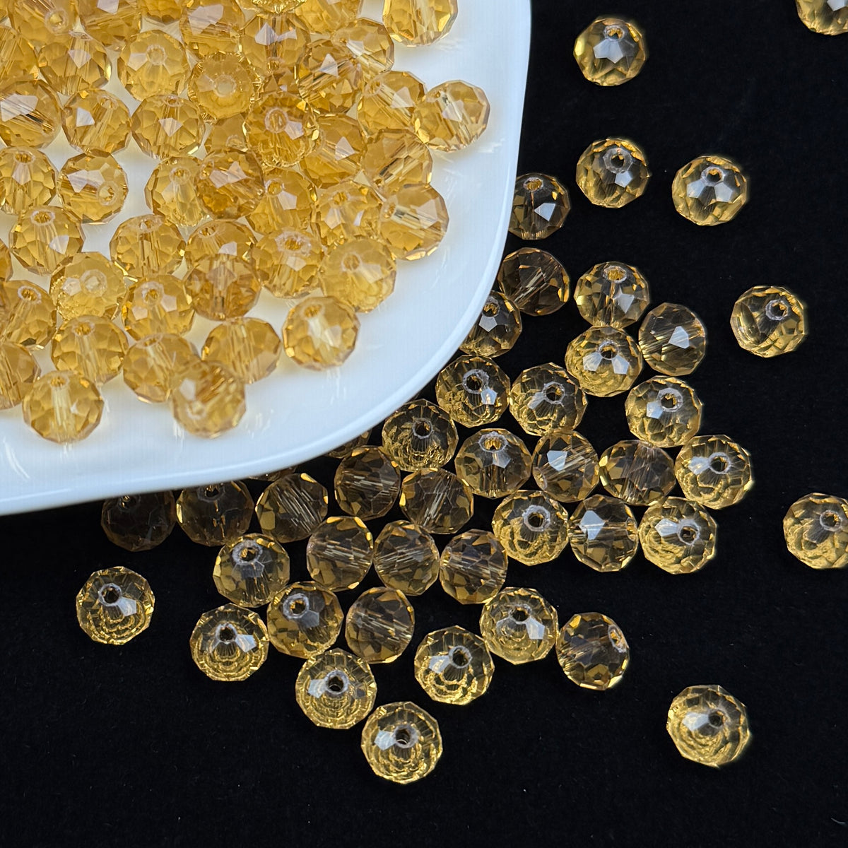 Amber Wheel Shape Glass Beads 8mm (GL 39)