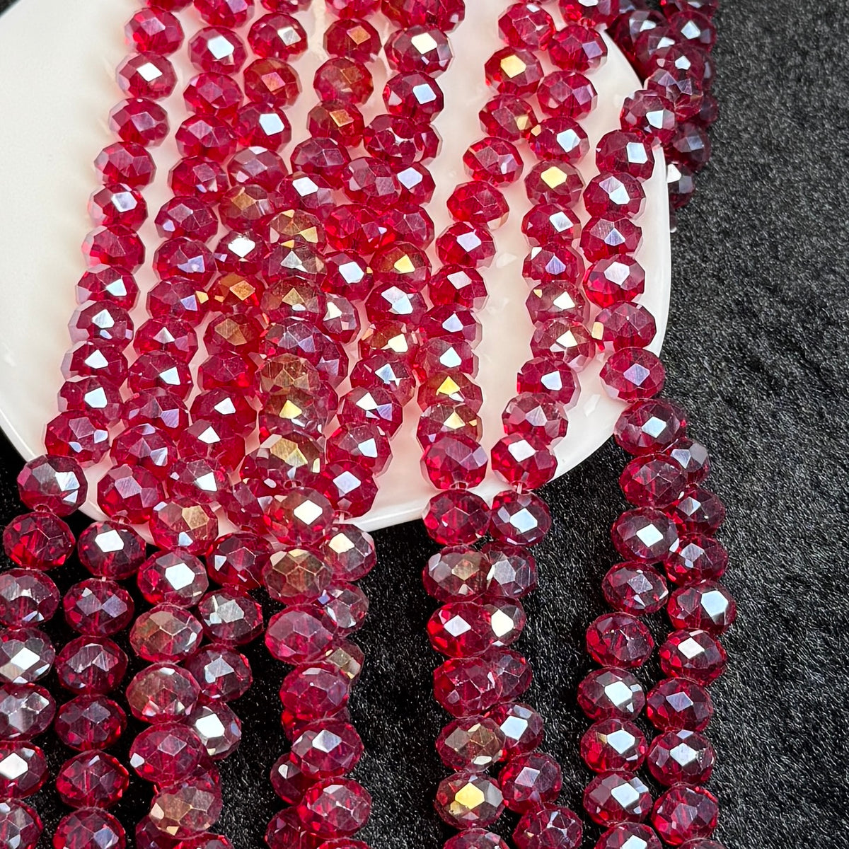 Dark Red AB Aura Wheel Shape Glass Bead 8mm (GL58)