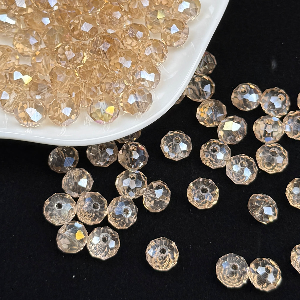 Champagne Silver Aura Wheel Shape Glass Bead 8mm (GL33)