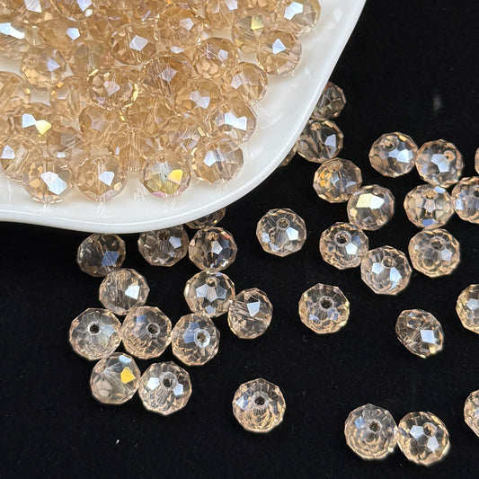 Champagne Silver Aura Wheel Shape Glass Bead 8mm (GL33)