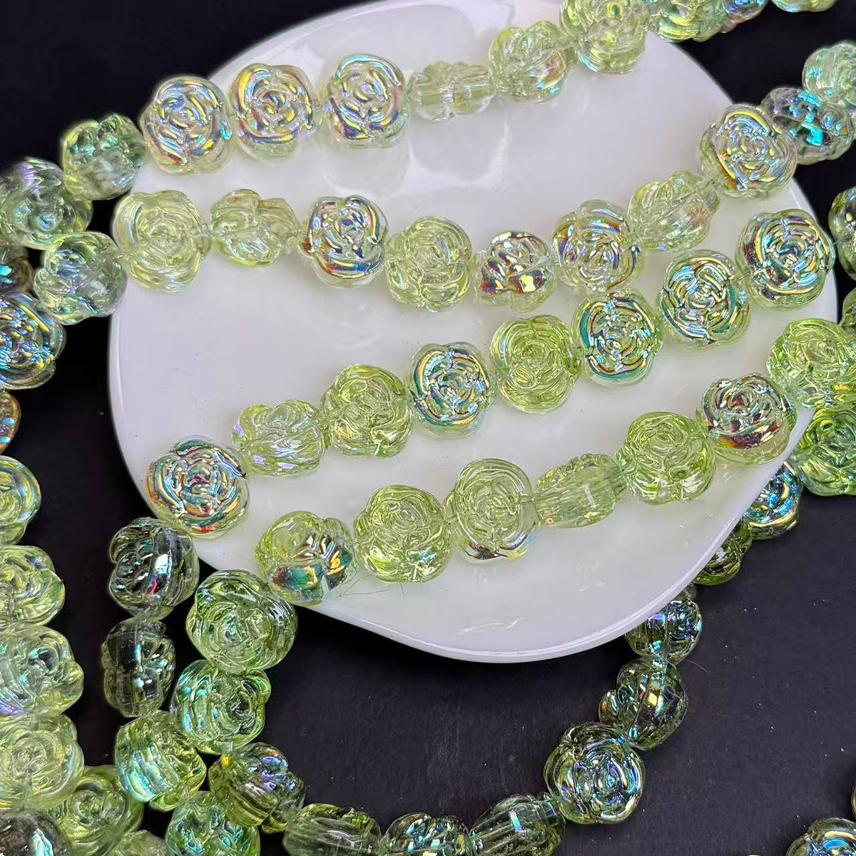 Rose Shape Glass Bead Strand 14mm(GLYX21-26)