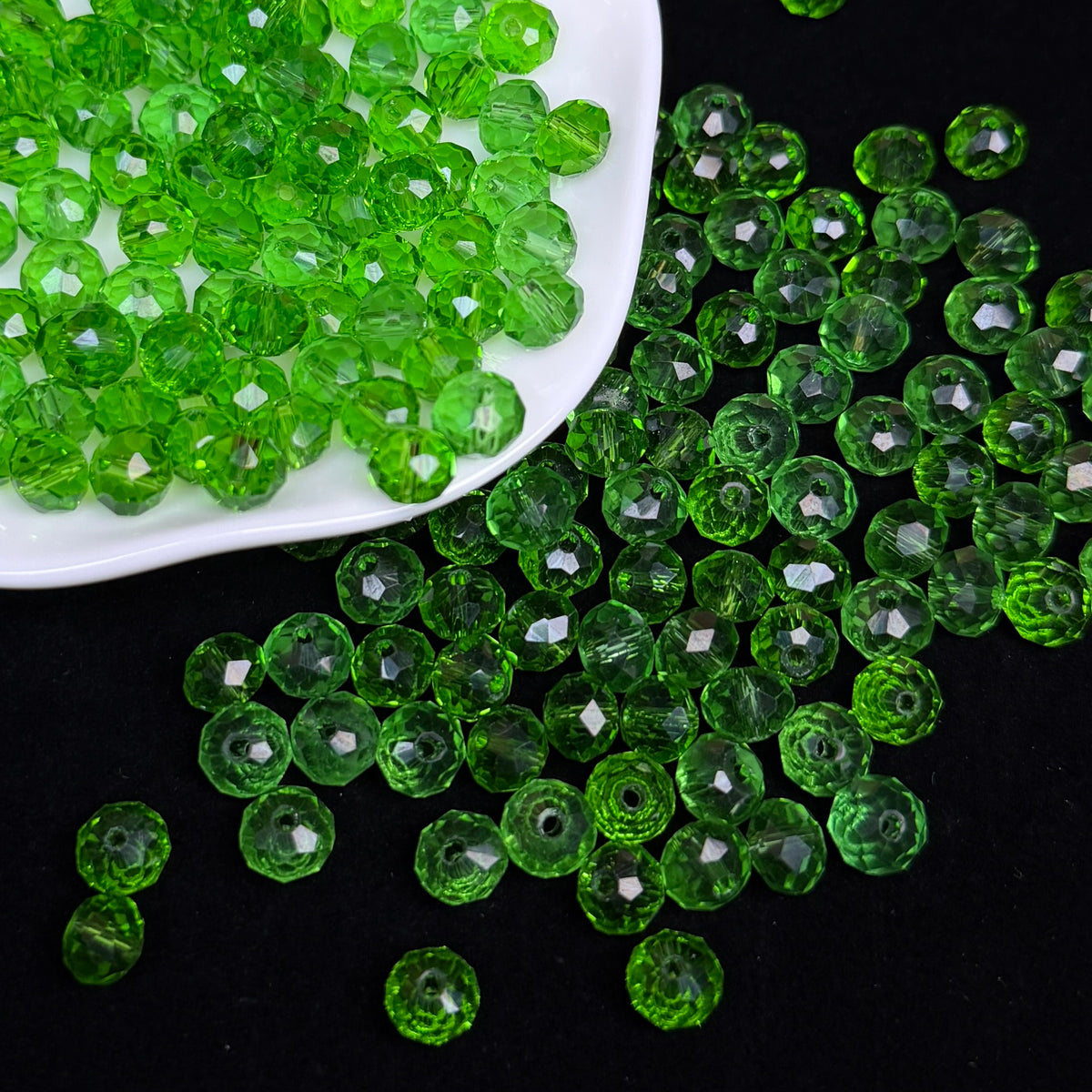 Olive Green Wheel Shape Glass Bead 8mm (GL52)