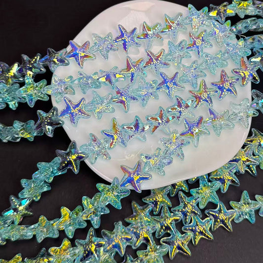 Starfish Shape Glass Bead Strand 14x15mm(GLYX17-20)