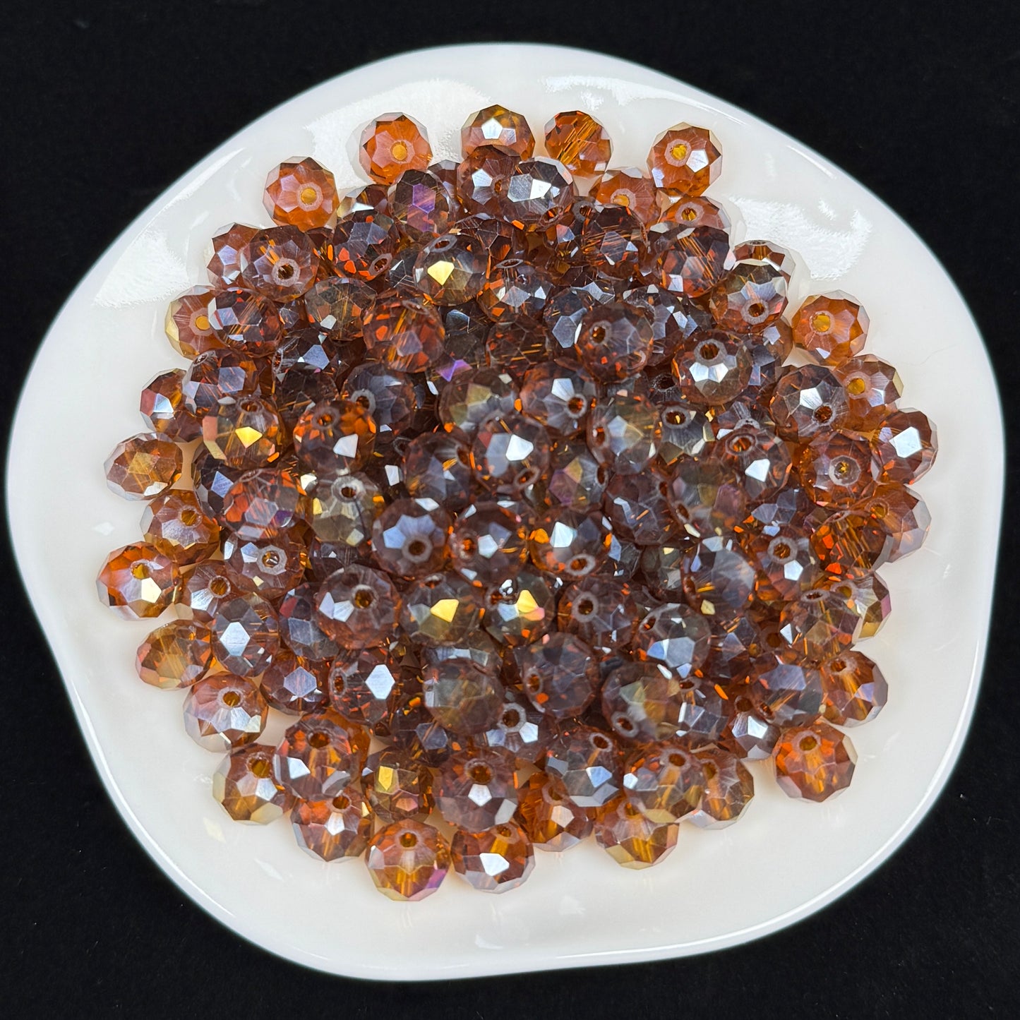 Dark Amber Aura Wheel Shape Glass Bead 8mm (GL 32)