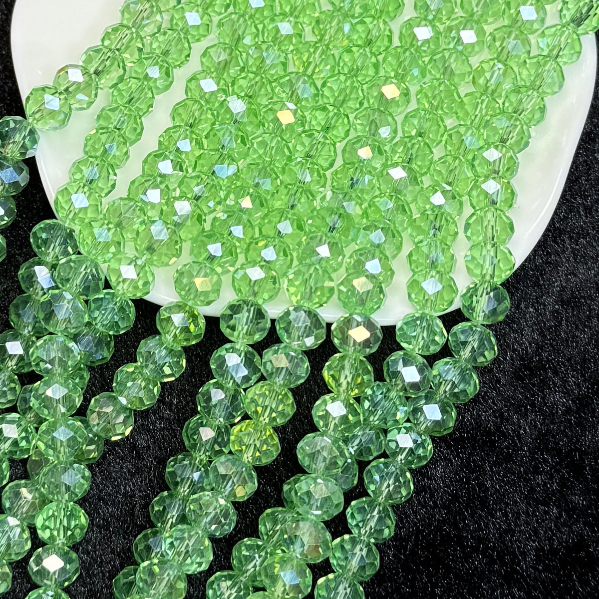Fruit Green AB Aura Wheel Shape Glass Bead 8mm (GL65)