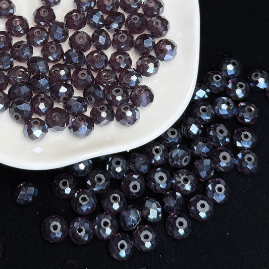 Dark Violet AB Aura Wheel Shape Glass Bead 8mm (GL70)
